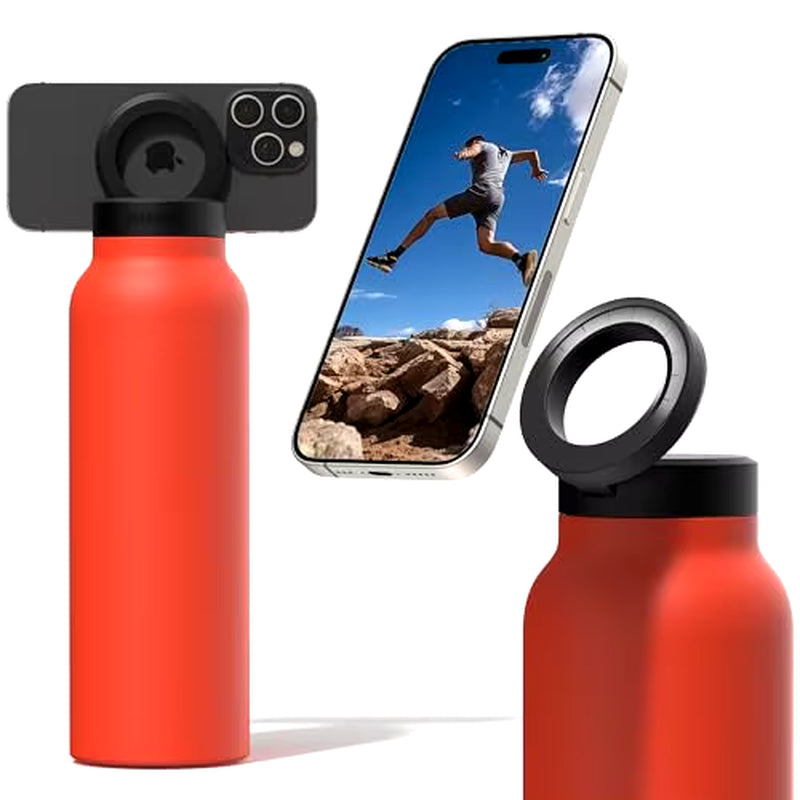 Stainless Steel Water Bottle with Magnetic Phone Tripod