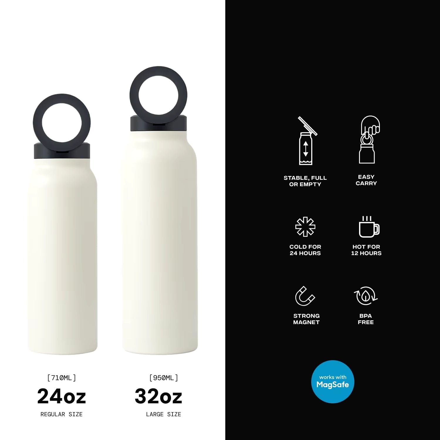 Stainless Steel Water Bottle with Magnetic Phone Tripod