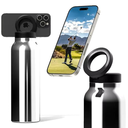 Stainless Steel Water Bottle with Magnetic Phone Tripod