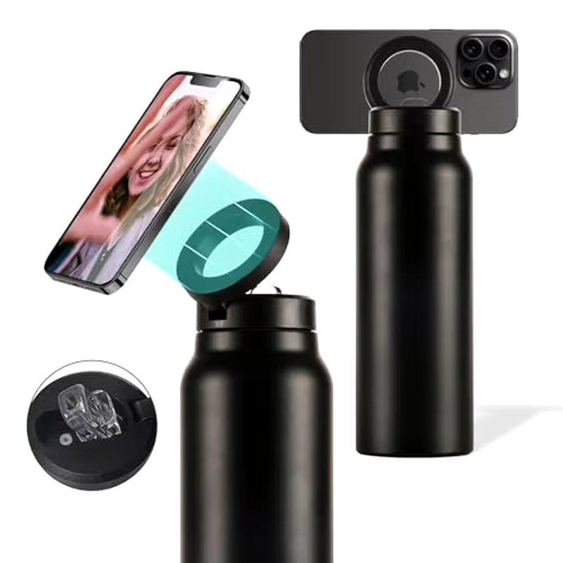 Stainless Steel Water Bottle with Magnetic Phone Tripod