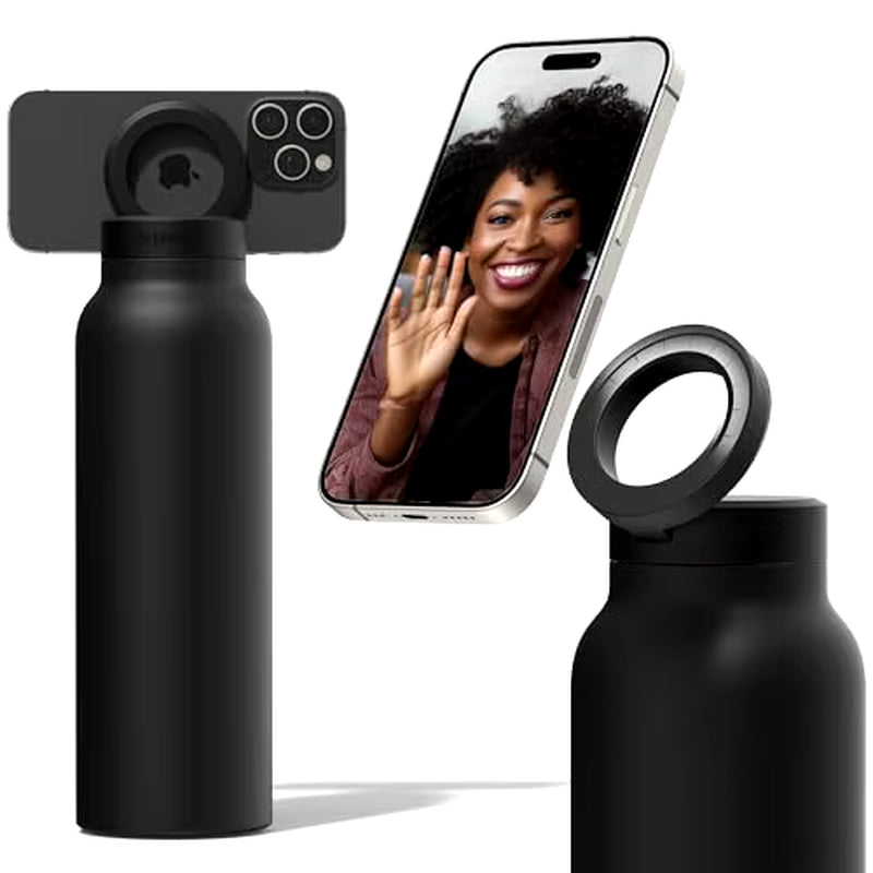 Stainless Steel Water Bottle with Magnetic Phone Tripod