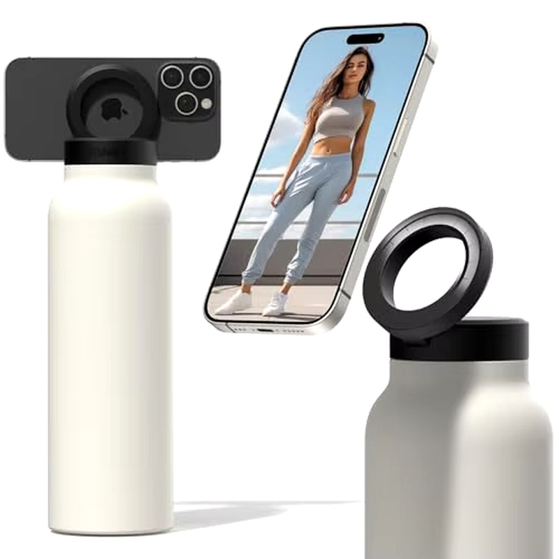 Stainless Steel Water Bottle with Magnetic Phone Tripod