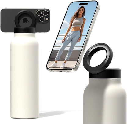 Stainless Steel Water Bottle with Magnetic Phone Tripod