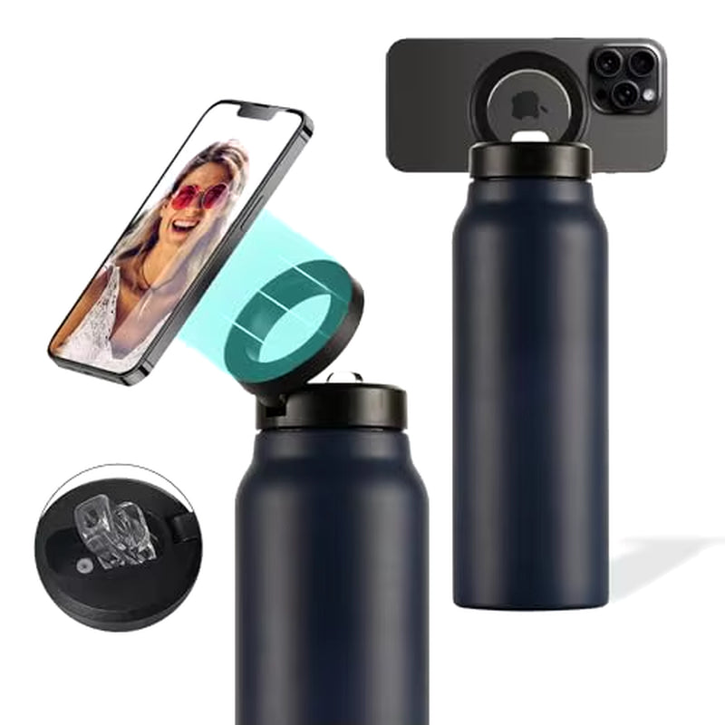 Stainless Steel Water Bottle with Magnetic Phone Tripod