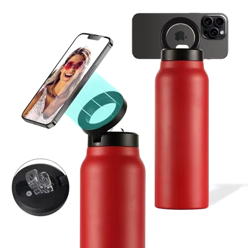 Stainless Steel Water Bottle with Magnetic Phone Tripod